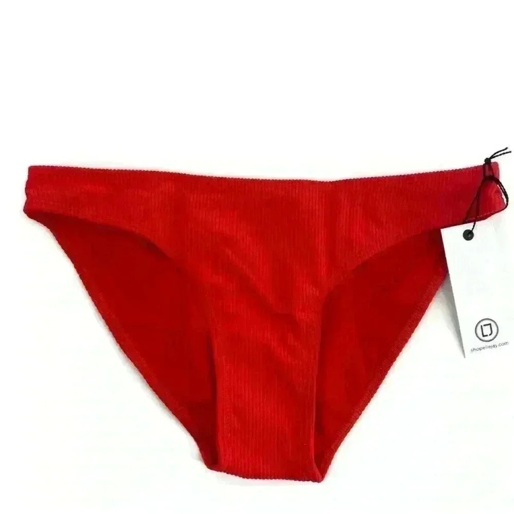 ELLEJAY Women's Diane Cherry Ribbed Bikini Swim Bottom Size‎ M NEW